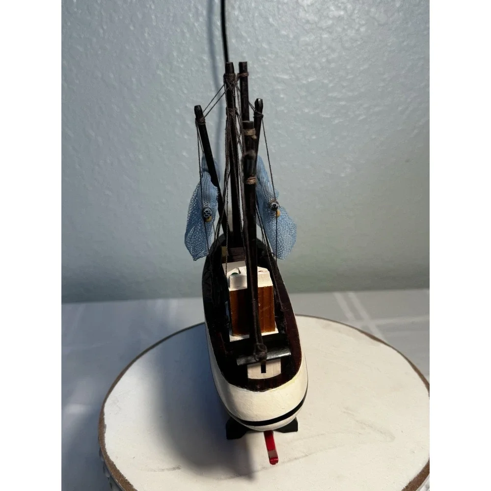 Shrimp Boat Model Fishing Trawler Complete Built Wooden Hull Painted with Stand